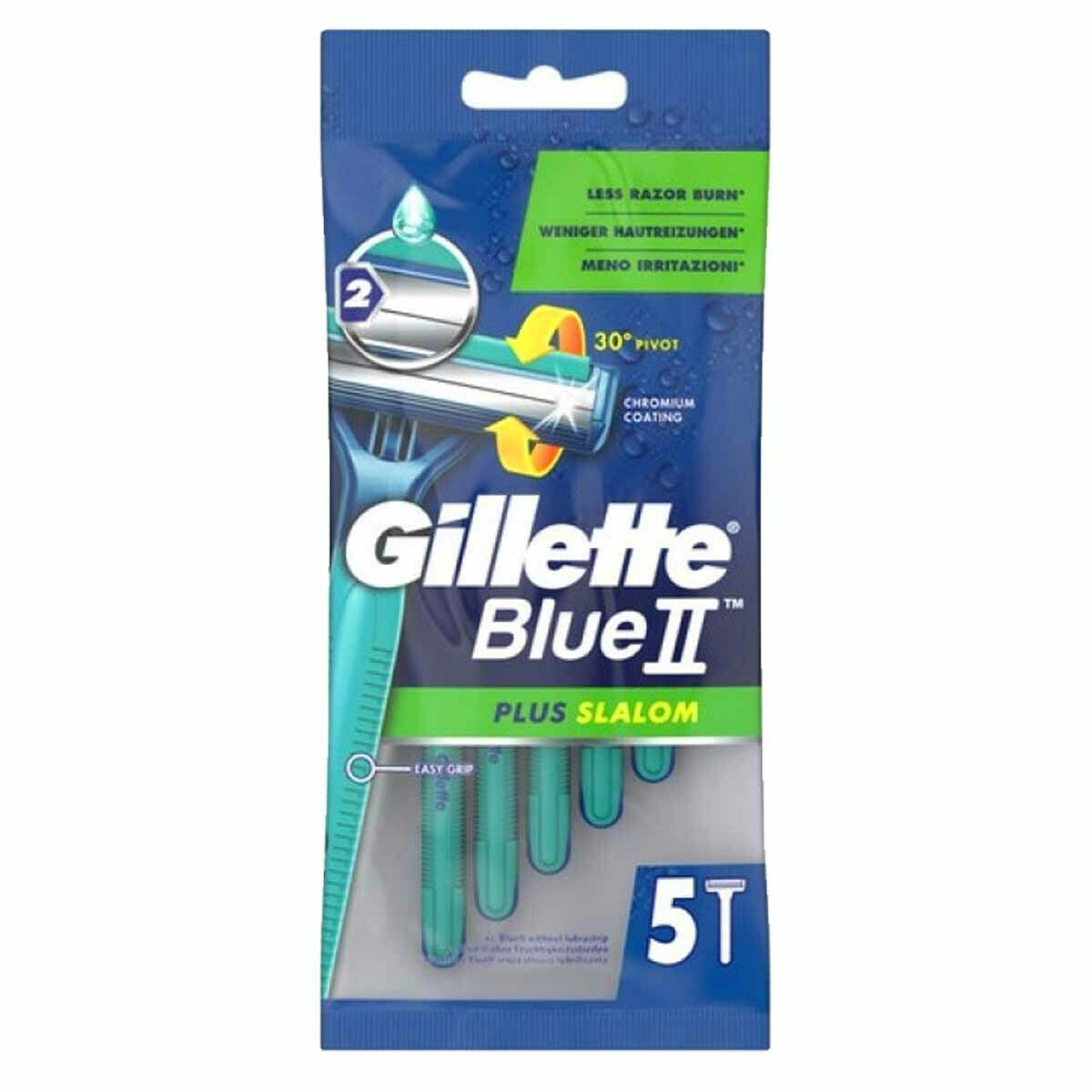 Gillette Blue II Slalom Plus Disposable Razors with 2 Blades and Lubri