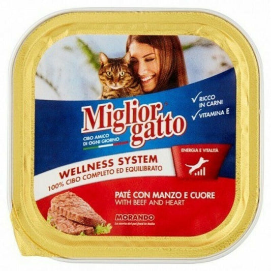 Morando Miglior Gatto Wellness System Υγρή Τροφή σε Ταψάκι με Μοσχάρι 100gr 24τ (8007520013062)