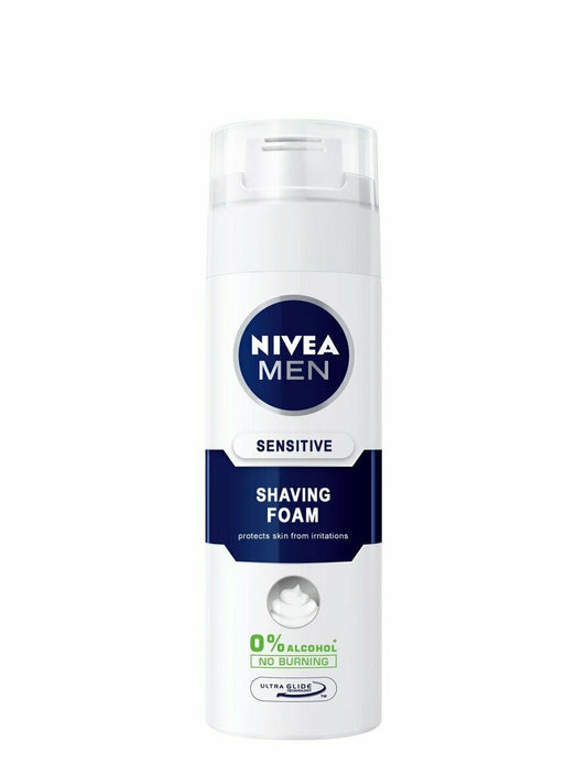 Nivea Men Sensitive 0% Alchohol Shaving Foam for Sensitive Skin 200ml (4005808817207)