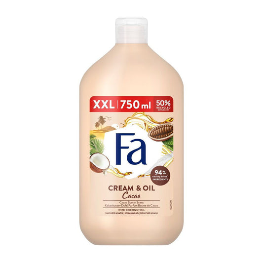 Fa 750ml Cream & Oil Κρεμώδες Αφρόλουτρο Βούτυρο Κακάο & Λάδι Καρύδας 12τ (5201143728980)