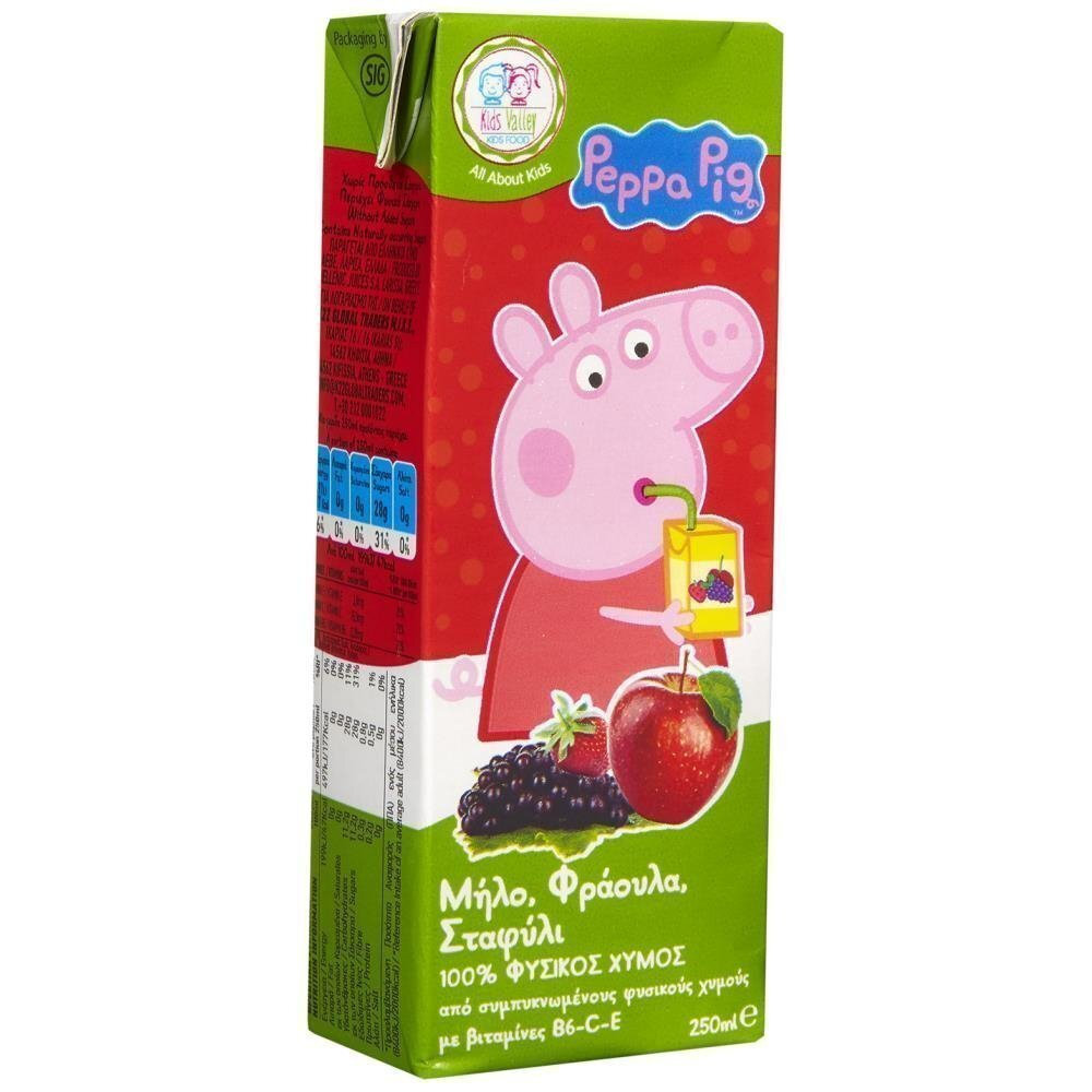 Χυμός Peppa Pig Μήλο Φράουλα Σταφύλι 250ml 27τ (5200132753514)