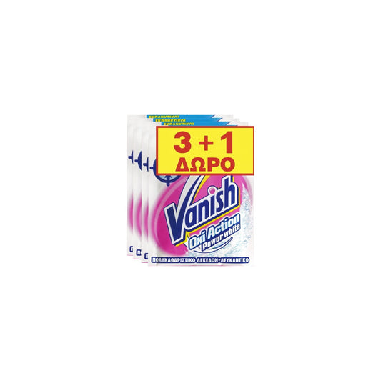 Vanish Καθαριστικό Λεκέδων Oxi Action Power White Σκόνη 4τμχ 30gr (5201347176693)