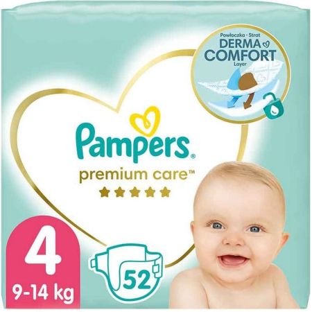 Pampers Premium Care Diapers with Sticker No. 4 for 9-14kg 52pcs (4015400278818)