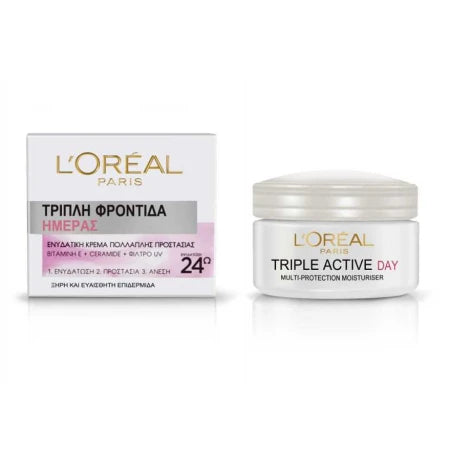 L'Oreal Paris Triple Active 24ωρη Ενυδατική Κρέμα Προσώπου Ημέρας 50ml 6τ (5201100540044)