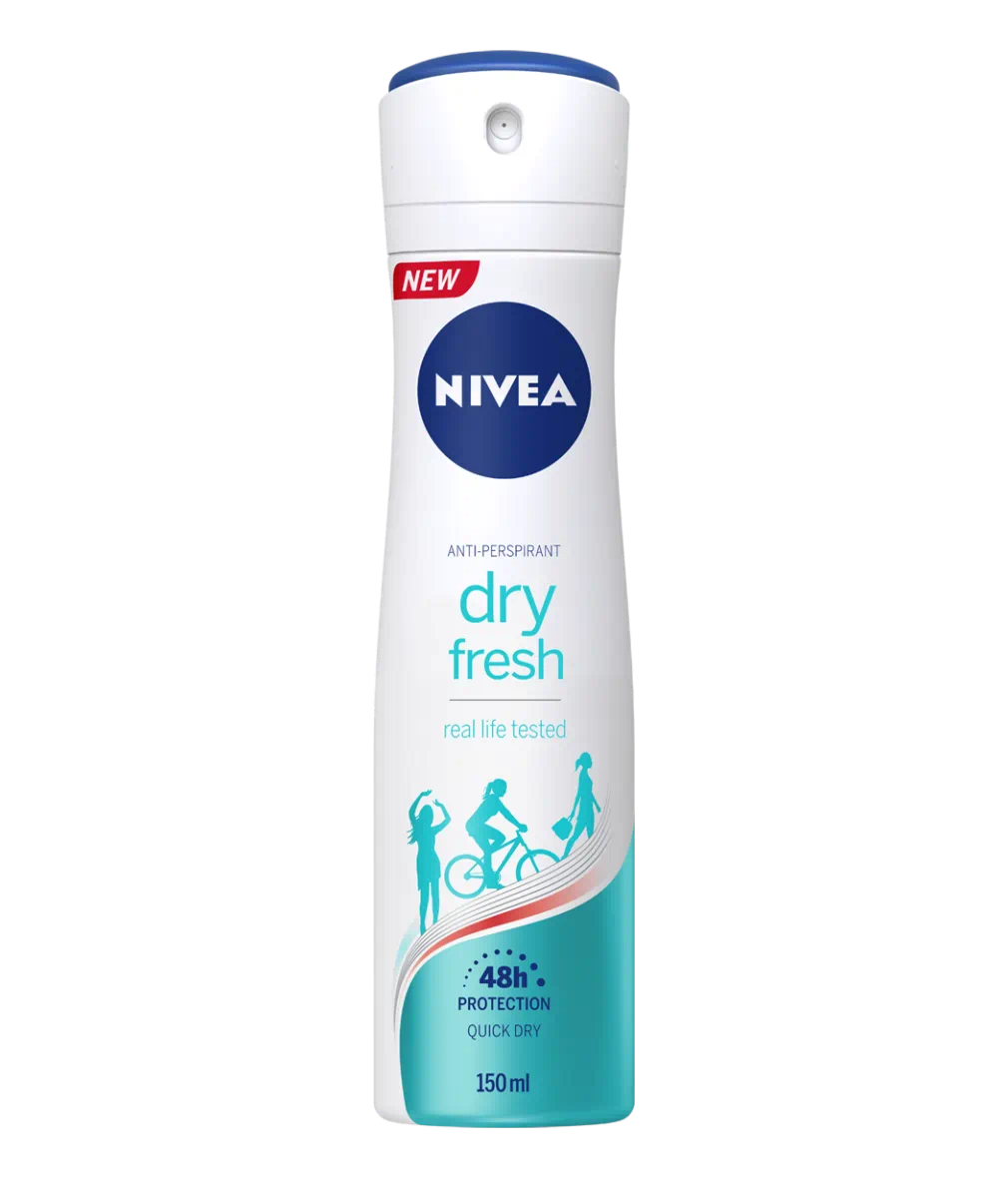 Nivea Dry Fresh/Active Antibacterial Deodorant 48h in Spray 150ml 6t (5900017061443)