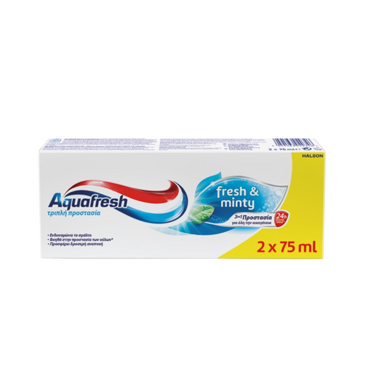 AQUAFRESH ΟΔΟΝΤΟΚΡΕΜΑ 2*75ML FRESH & MINTY 12τ (5054563049346)