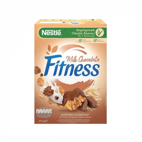 Nestle Fitness Δημητριακά Ολικής Άλεσης Σοκολάτα Γάλακτος 375gr 16τ (3387390326468)