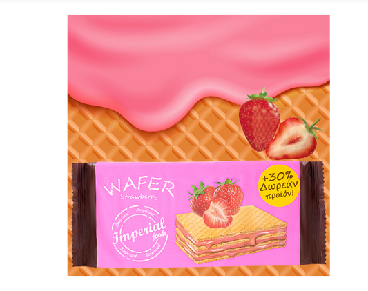 Wafer Imperial Foods Cream Strawberry +30% FREE PRODUCT 230gr 12t (5200414800035)