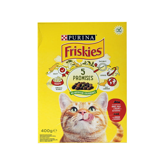 Friskies Ξηρά Τροφή για Γάτες Βοδινό Κοτόπουλο Λαχανικά 400gr 10τ (3010470153943)