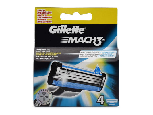 Gillette - Mach3 Replacement Heads with 3 Blades and Lubricating Tape 4pcs 10m (7702018337873)