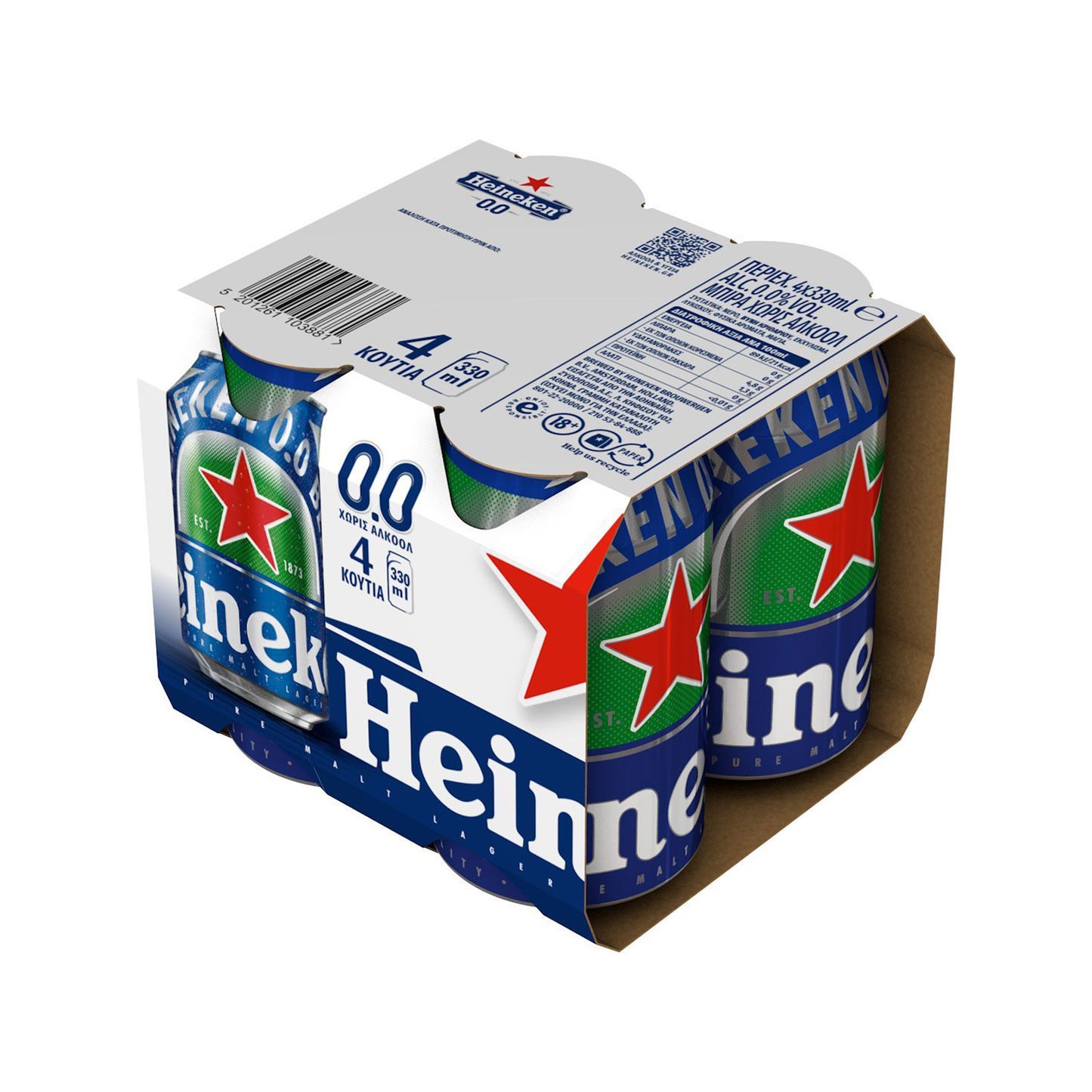 HEINEKEN ΜΠΥΡΑ 0.0% 330ML 4ΑΔΑ ΧΑΡΤ. Χ.ΑΛΚ. (Σ6) (5201261103881)