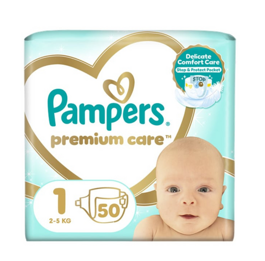 PAMPERS ΠΑΝΕΣ PREMIUM CARE NEWBORN No1 2-5KG 50Τ 2τ (8006540858035)