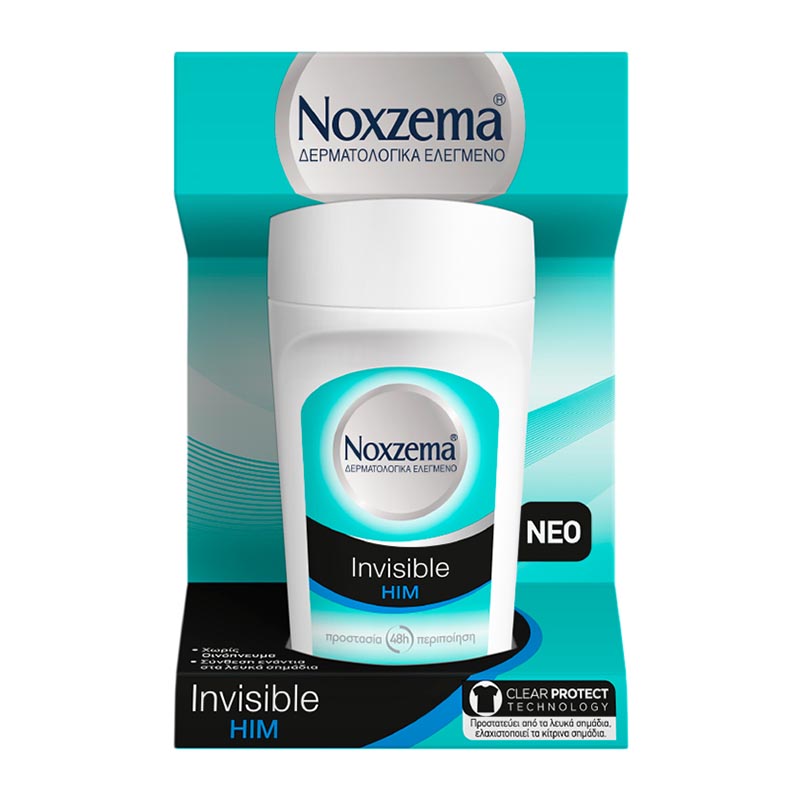 Noxzema Invisible Him Antiperspirant Deodorant 48h in Roll-On 50ml 6t (5201314078425)