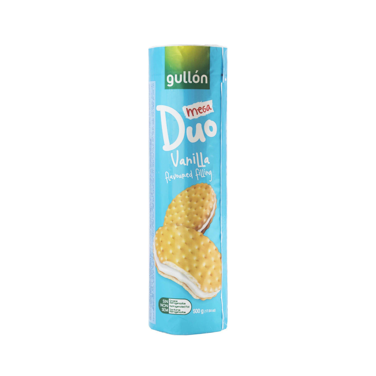 Gullon Μπισκότα Mega Duo με Γέμιση Κρέμα Βανίλια 500gr 20τ (8410376036862)