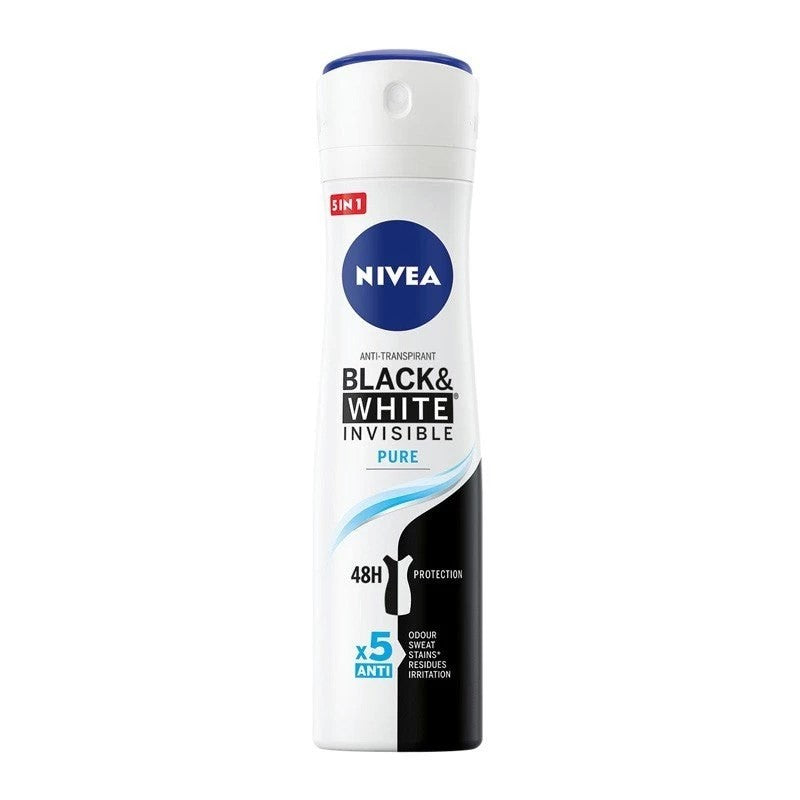 Nivea Black & White Invisible Pure Quick Dry Anti-perspirant Αποσμητικό 48h σε Spray 150ml 6τ (4005900457356)