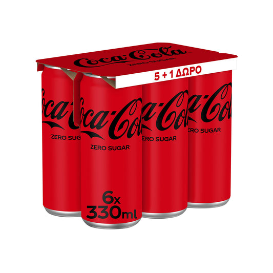 Coca Cola Zero Cola Carbonated Without Sugar Box 6x330ml 4s (5000112652871)