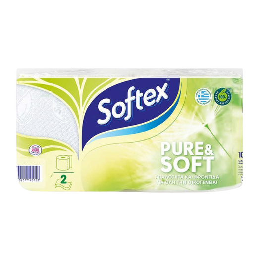 Χαρτί Υγείας Softex Pure & Soft 2 Ρολά 2 Φύλλων (5200251190184)
