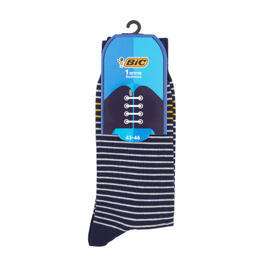 BIC Anzio Ανδρική Κάλτσα Μπλε με Ρίγες (Νο 43-46) 1 ζευγάρι (3086123688889)