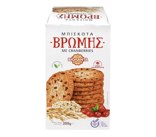 Βιολάντα Μπισκότα Βρώμης Με Cranberry 200gr 12τ (5200100937489)