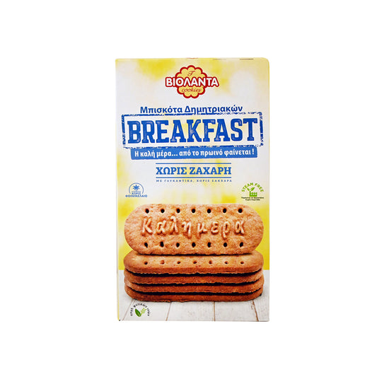 Βιολάντα Μπισκότα Δημητριακών Breakfast Χωρίς Ζάχαρη 180gr 12τ (5200100947945)