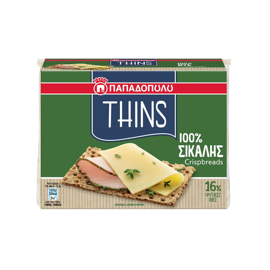Παπαδοπούλου Thins Φρυγανιές Ολικής Άλεσης 250gr (5201004054715)