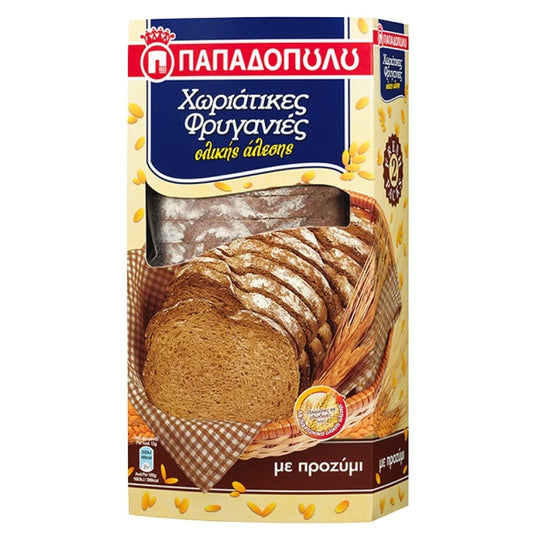 Παπαδοπούλου Χωριάτικες Φρυγανιές Ολικήες Άλεσης 240gr (5201004056474)