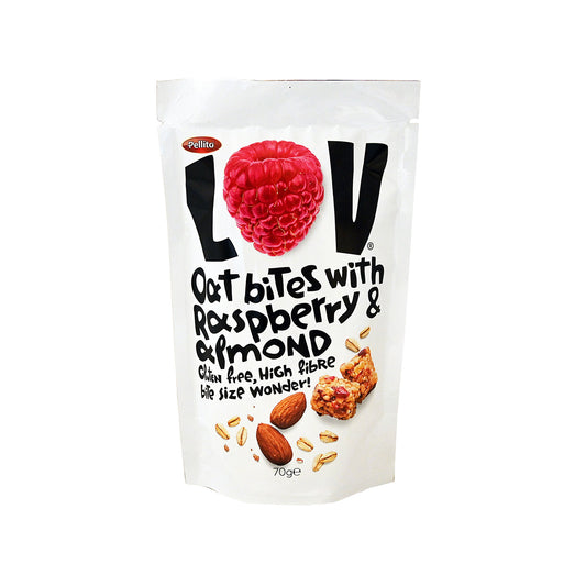 Pellito Lov Oat Bites Σνακ Μπουκιές Με Rasberry & Αμύγδαλο 70gr 8τ (5201044011228)