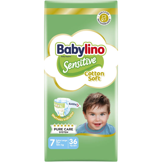 Babylino No.7 Sensitive Diapers with Sticker for 15+K 36pcs 5m (5201263826405)