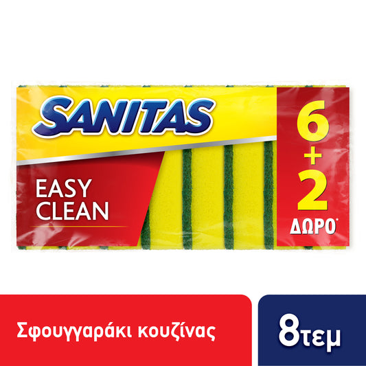 Sanitas Easy Σφουγγαράκι Κουζίνας 6 + 2τεμ (5201314192688)