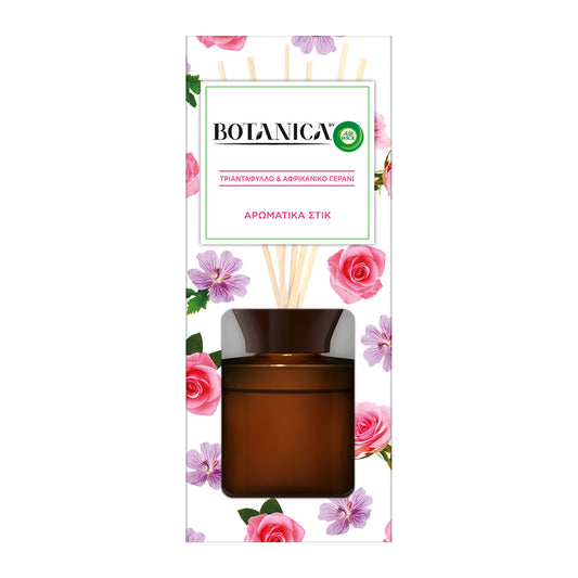 Airwick Botanica Αρωματικά Sticks Τριαντάφυλλο & Αφρικάνικο Γεράνι 80ml (5201347174354)