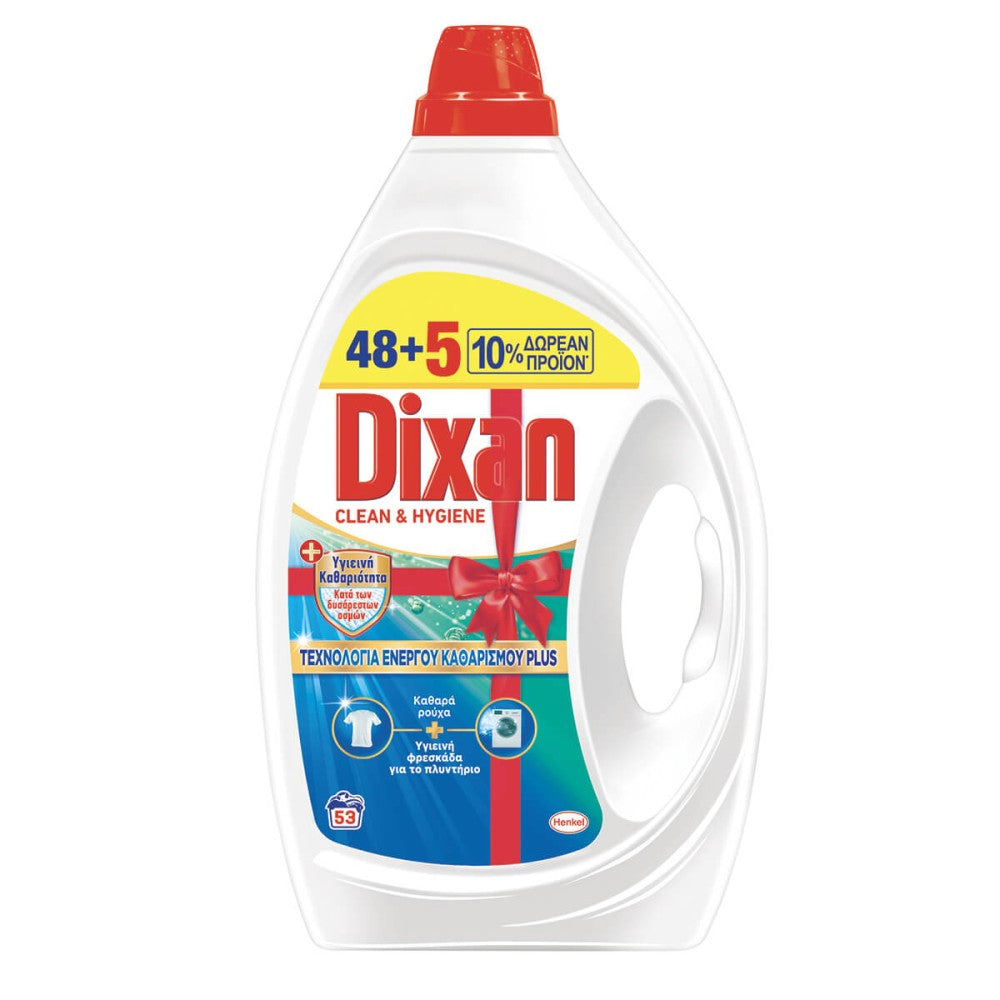 Dixan Gel Υγρό Απορρυπαντικό Ρούχων Clean & Hygiene 48 + 5μεζ Δώρο (5201395167131)