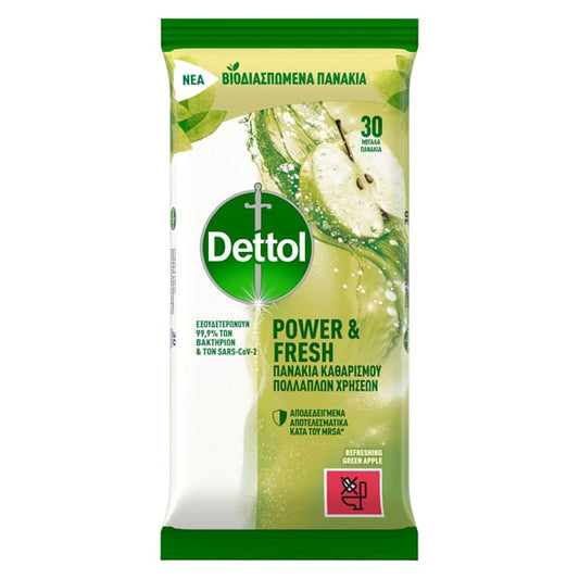 Dettol Υγρά Πανάκια Green Apple 30τεμ 10τ (5208070001988)
