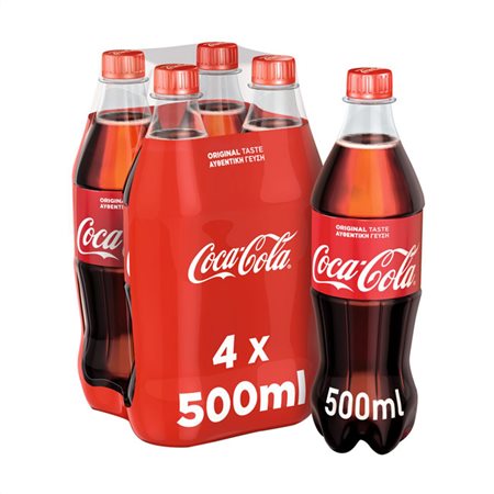 Coca Cola Μπουκάλι με Ανθρακικό 4x500ml 6σ (5449000018861)