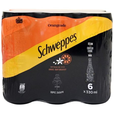 Schweppes Κουτί Σόδα Άνθος Πορτοκαλιού με Ανθρακικό Χωρίς Ζάχαρη 6x330ml 4σ (1001097904)