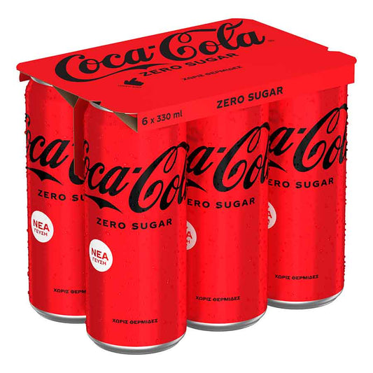 Coca Cola Zero Cola Carbonated Without Sugar Box 6x330ml 4s (5000112652871)