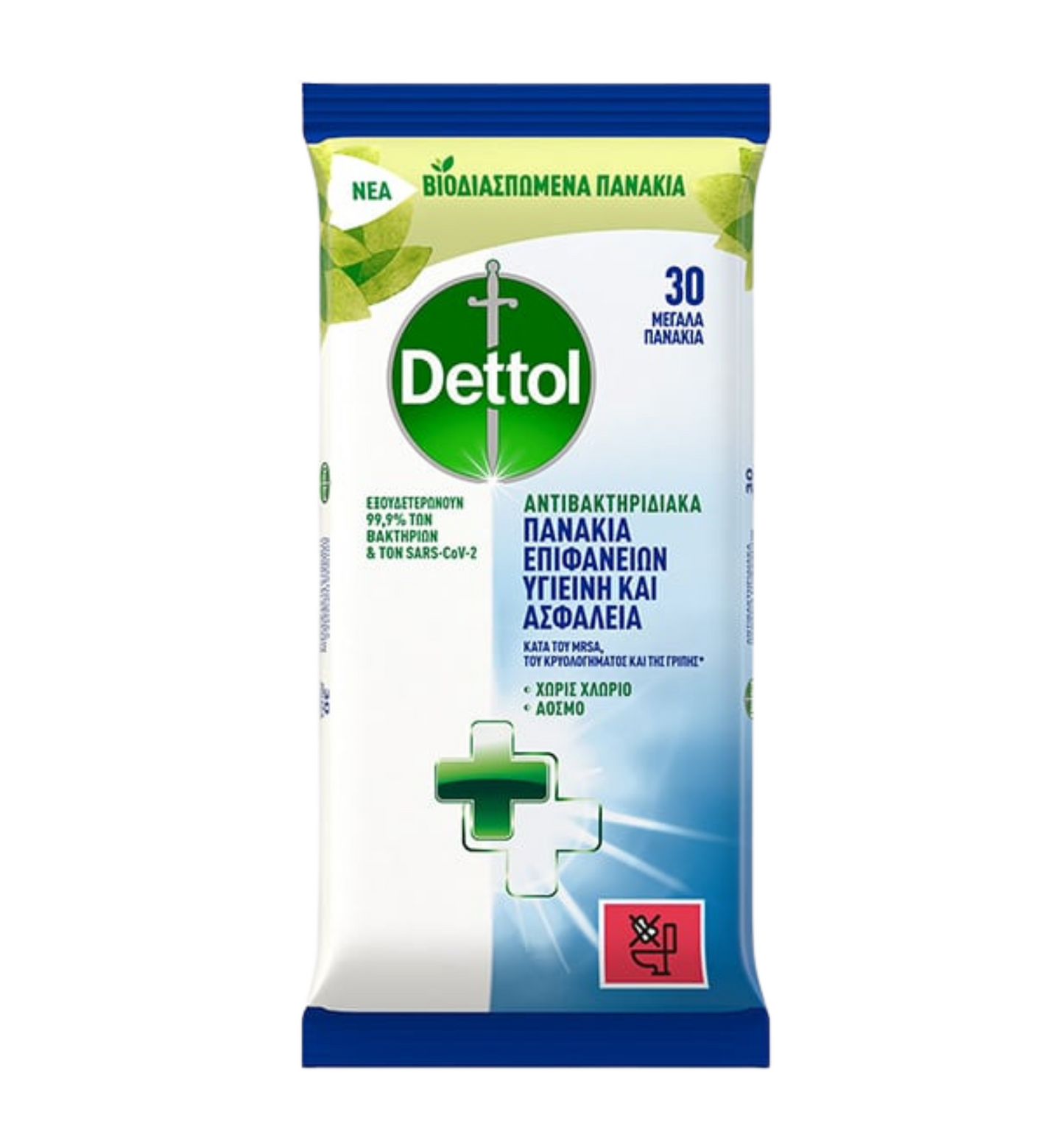 DETTOL ΥΓΡΑ ΠΑΝΑΚΙΑ ΚΑΘΑΡΙΣΜΟΥ ΑΝΤΙΒ/ΚΑ 30Τ 10τ (5208070001995)