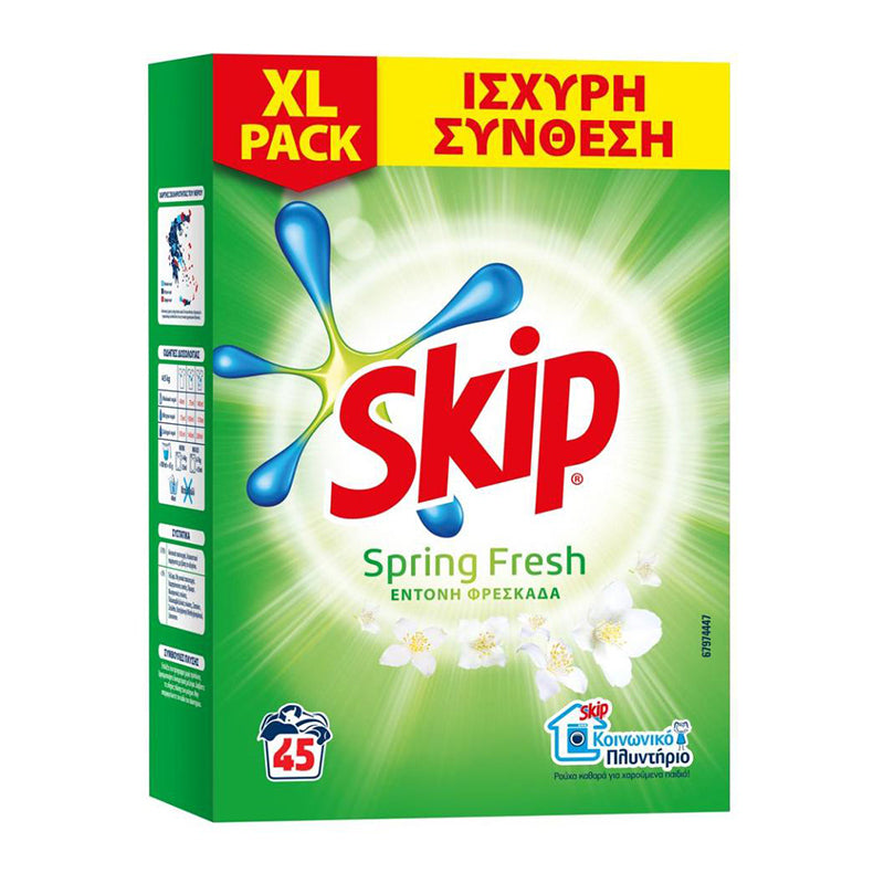 Skip Απορρυπαντικό Ρούχων σε Σκόνη Spring Fresh 45 Μεζούρες 1τ (8714100476482)