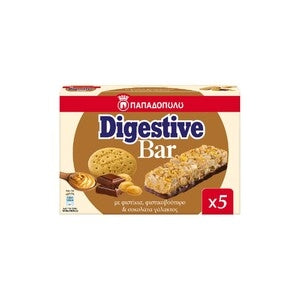 Μπάρες Δημητριακών Digestive με Φυστικοβούτυρο και Σοκολάτα Παπαδοπούλου 5*28gr (5201004046086)