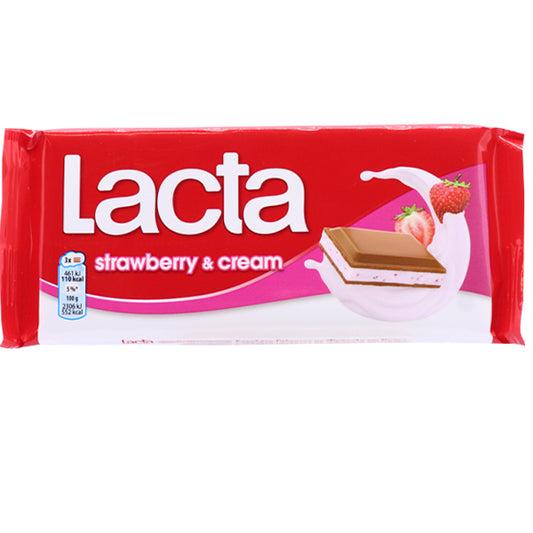 Lacta Σοκολάτα Γάλακτος Κρέμα Φράουλα 100gr 14τ (7622210872890)