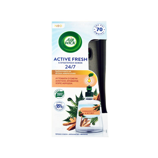 Air Wick Active Fresh Συσκευή Με Ανταλλακτικό Σανδαλόξυλο & Βετιβέρ 228ml (7290112005519)