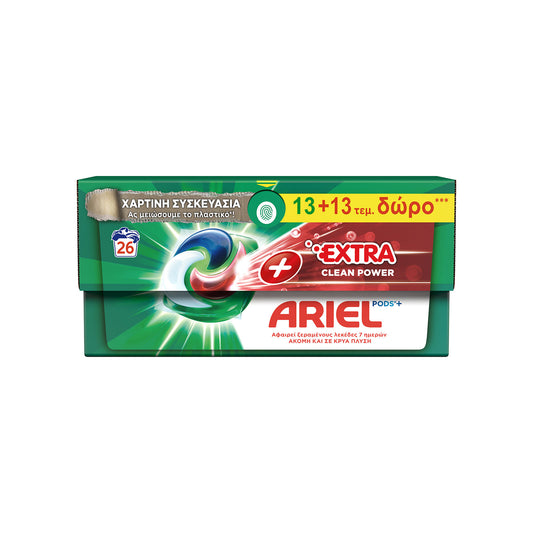 Ariel Κάψουλες Πλυντηρίου Ρούχων All in 1 +Extra Clean Power 2x13τεμ (8001090848611)