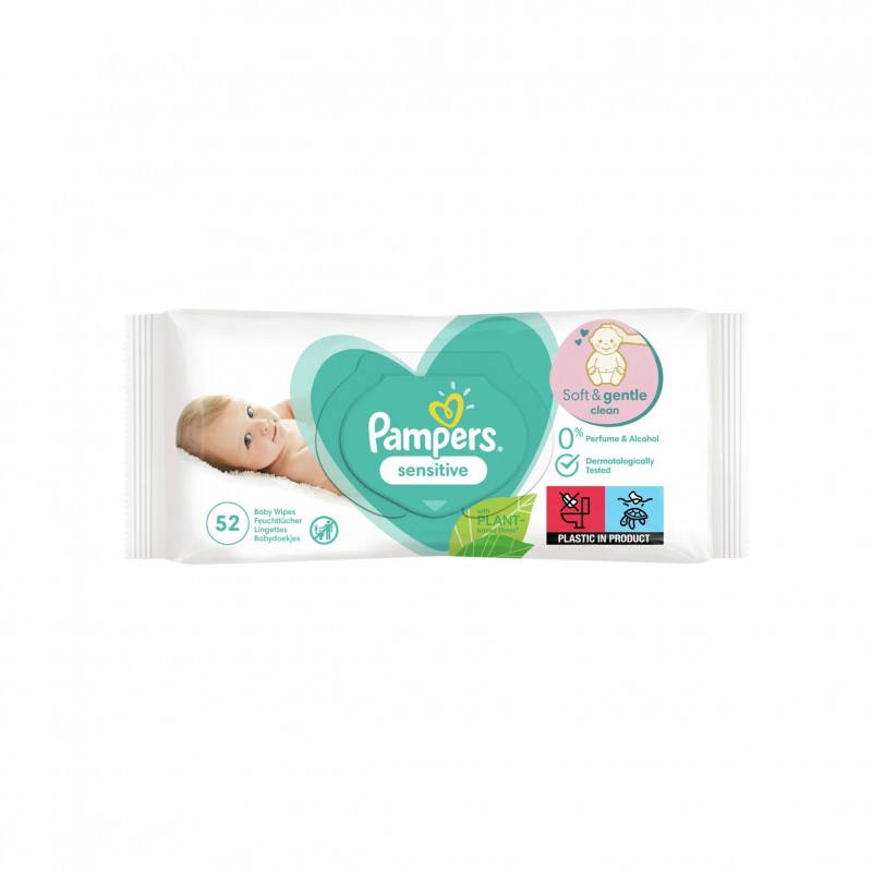 Pampers Μωρομάντηλα Sensitive 52τμχ 12τ (8001841041391)