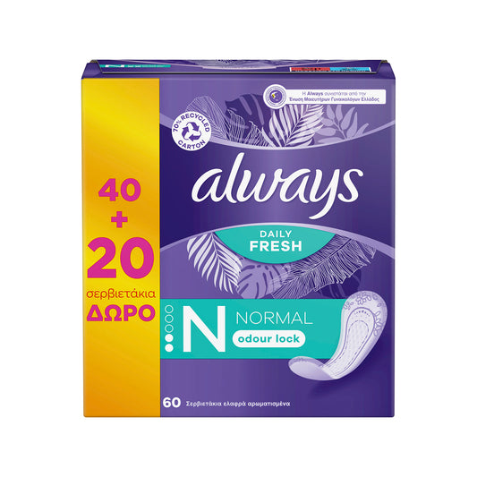 Always Σερβιετάκια Normal Fresh & Protect 40+20T (8001841685960)