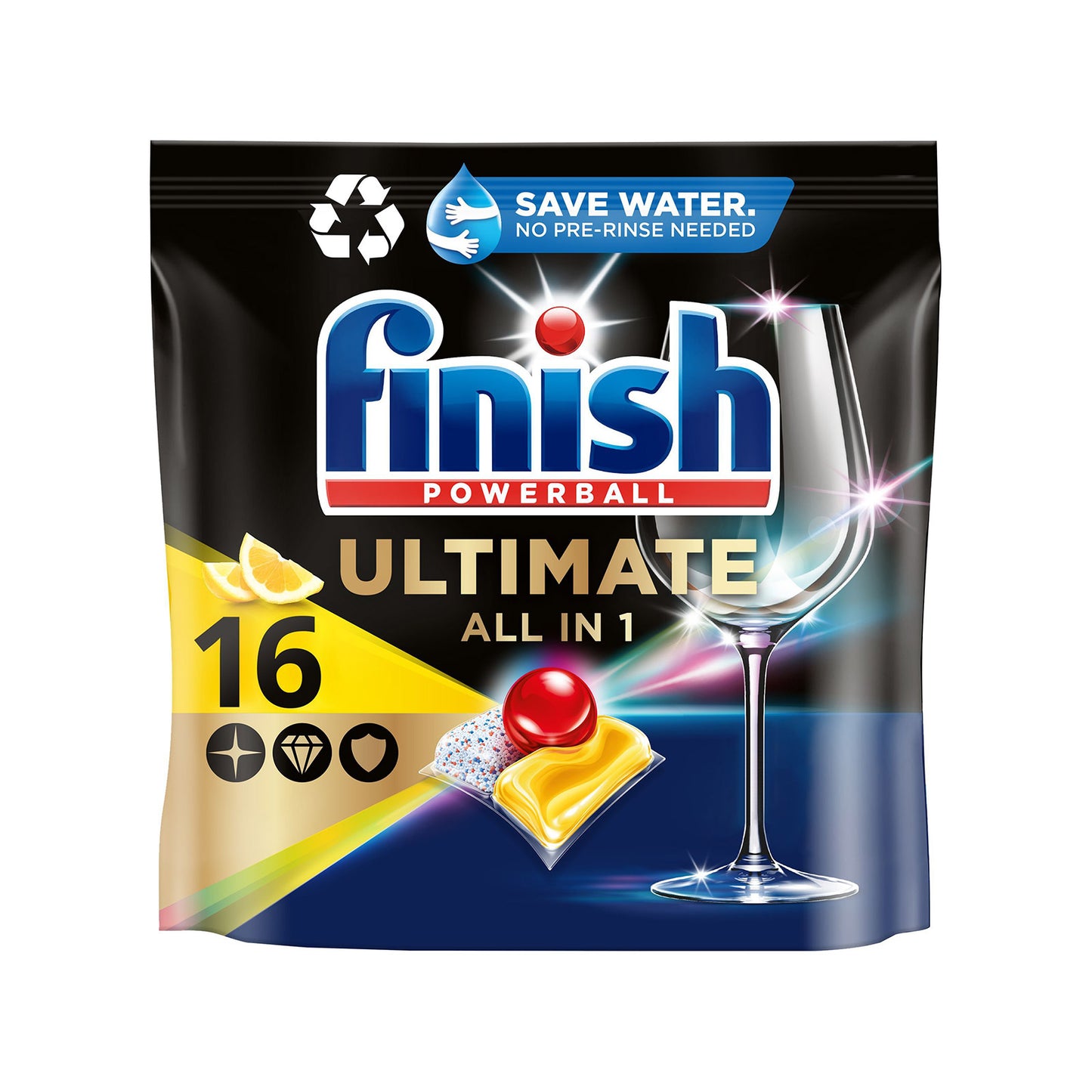 Finish Ultimate plus all in 1 Κάψουλες Πλυντηρίου Πιάτων με Άρωμα Λεμόνι 16τ (8002910063818)