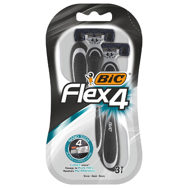 BIC Ξυραφάκια Ανδρικά Flex 4 Nano Tech Comfort 3τμχ 10τ (3086123220614)