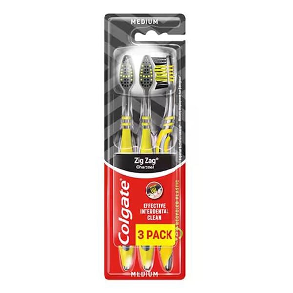 Colgate Οδοντόβουρτσα Zig-Zag Charcoal 3τεμάχια 12τ (8718951305212)