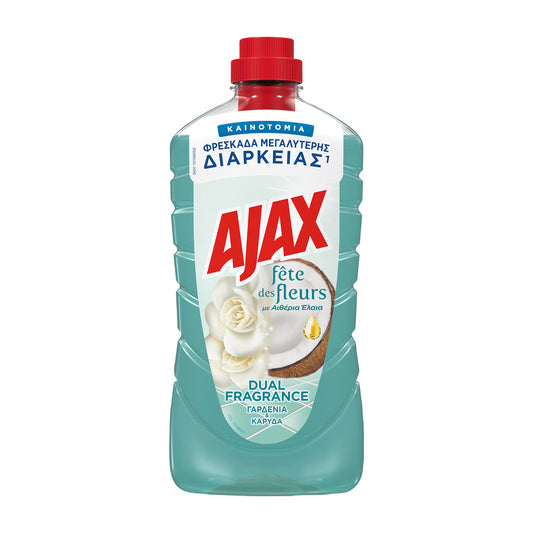 Ajax Καθαριστικό Υγρό Πατώματος Γαρδένια & Καρύδα 1l 12τ (8718951423893)