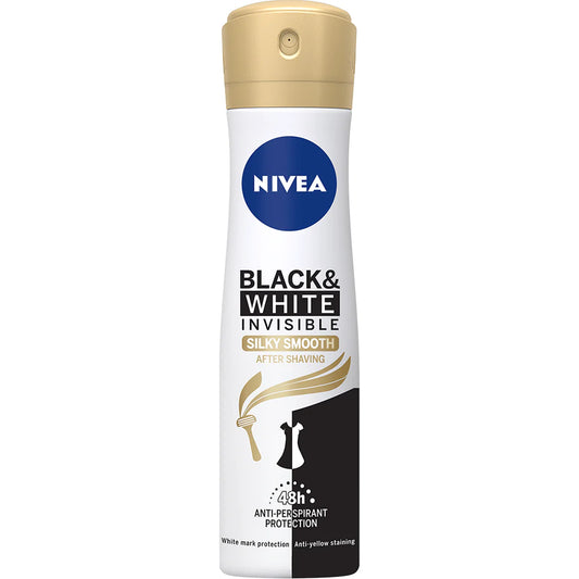 Nivea Black & White Silky Smooth Quick Dry Anti-perspirant Αποσμητικό 48h σε Spray 150ml 6τ (9005800302072)