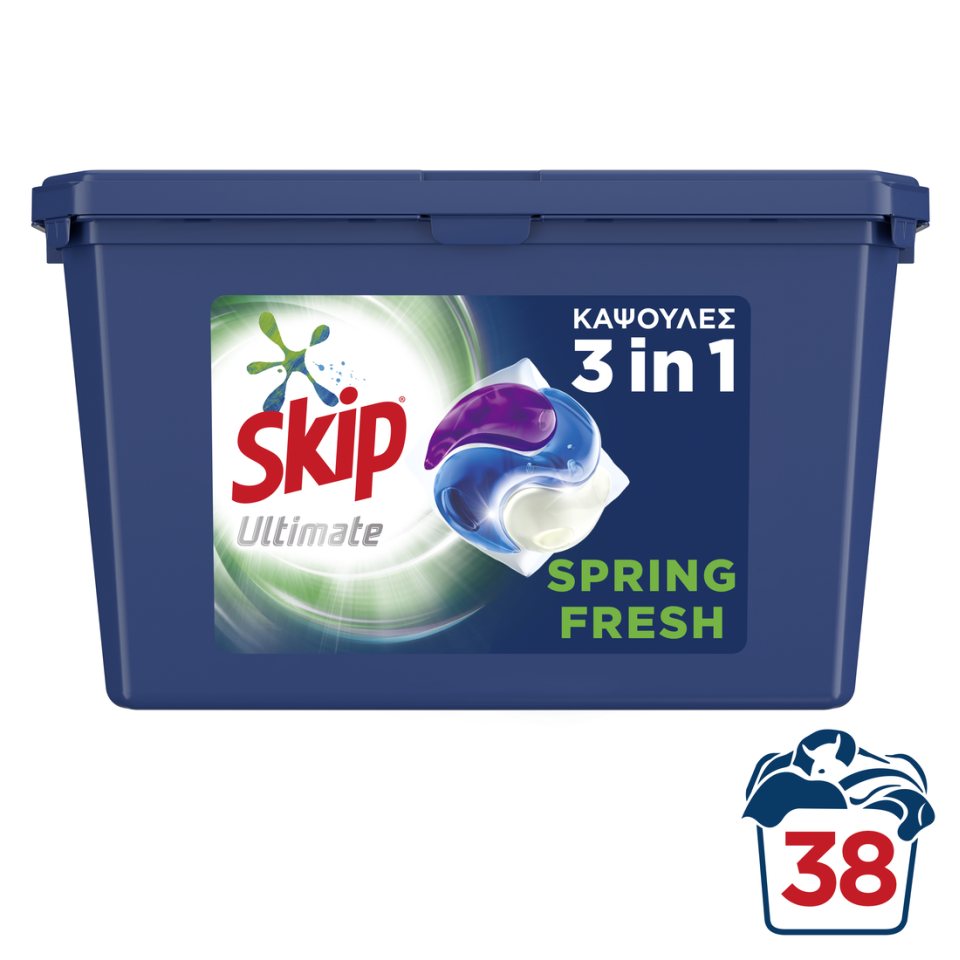 Skip Απορρυπαντικό Ρούχων 3in1 Ultimate Spring Fresh 38 Μεζούρες 3τ (8720181052507)