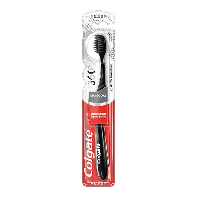 Colgate Οδοντόβουρτσα Medium 360 Charcoal 12τ (8718951557116)
